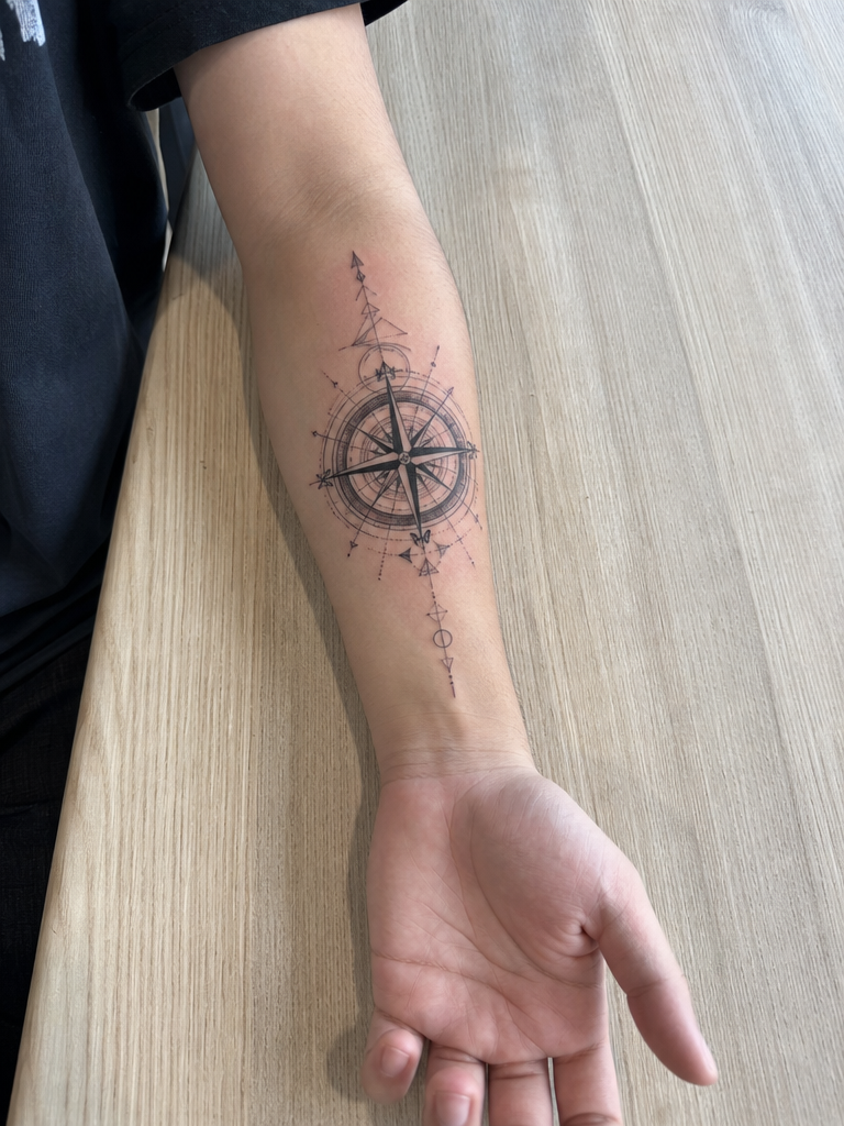 AI-generated tattoo preview on the same arm