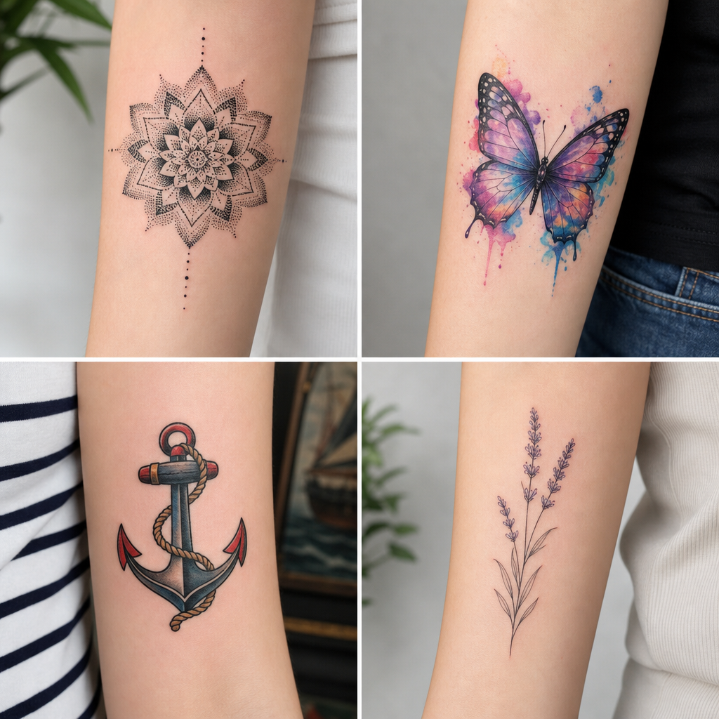 Multiple AI tattoo styles grid