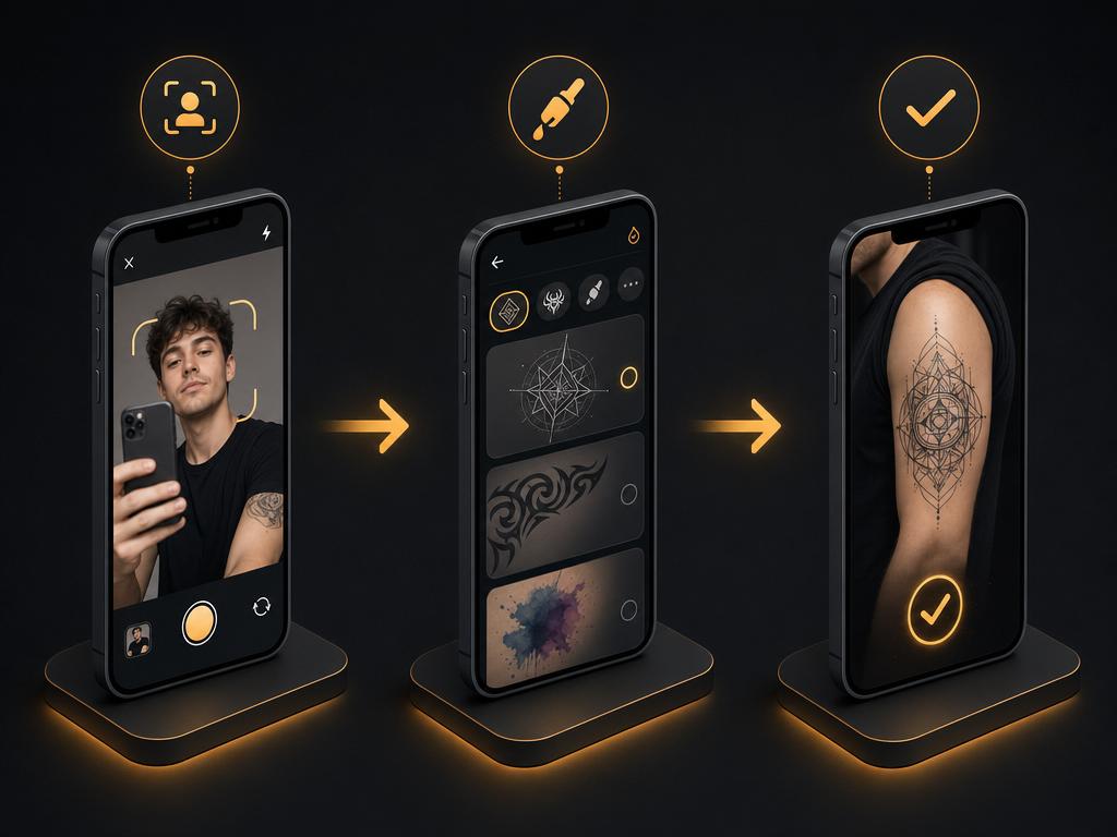 TryInks 3-step process: Upload Photo, Describe Design, See & Decide