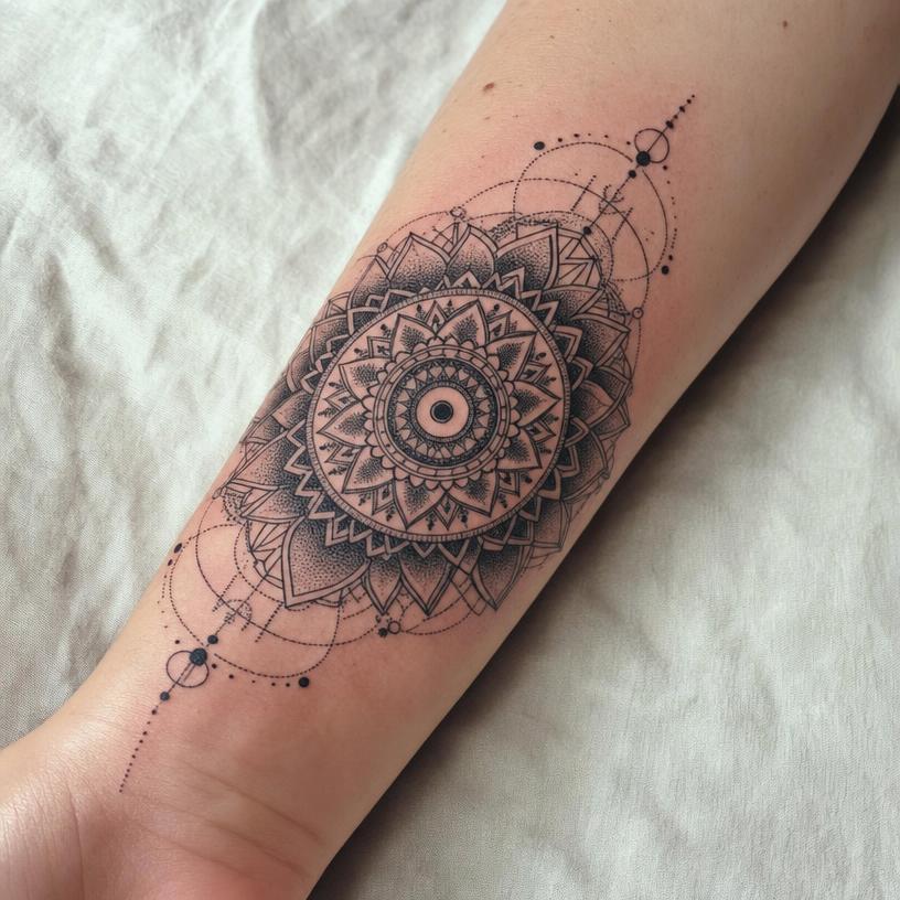 Blackwork geometric mandala tattoo preview by GPT Image 2