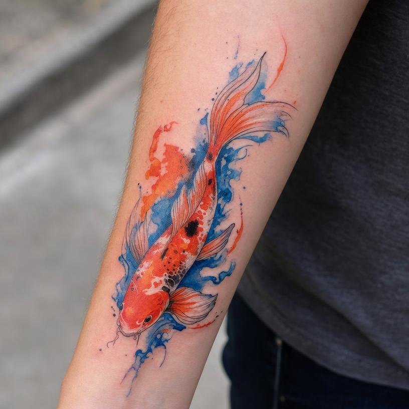 Watercolor koi fish tattoo preview by GPT Image 2